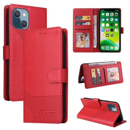 

GQUTROBE Skin Feel Magnetic Leather Phone Case For iPhone 13(Red)