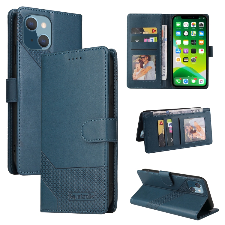 

GQUTROBE Skin Feel Magnetic Leather Phone Case For iPhone 13 mini(Blue)