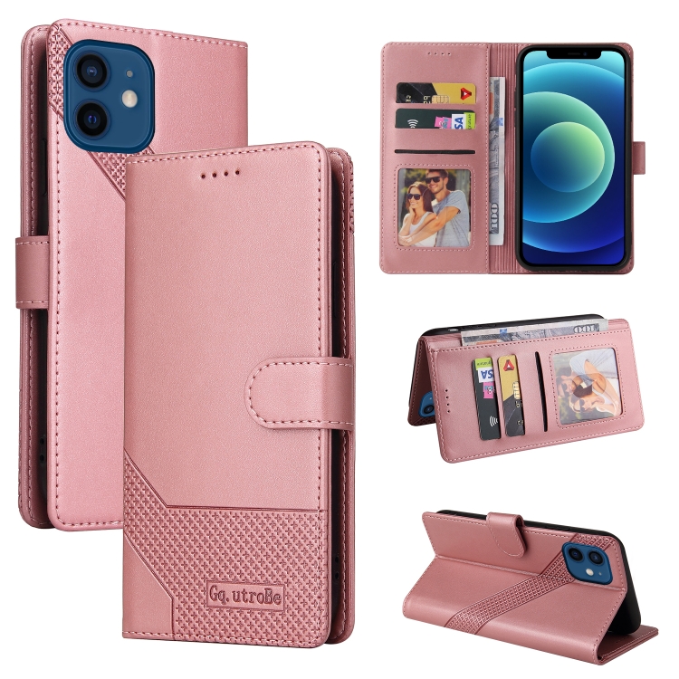 

GQUTROBE Skin Feel Magnetic Leather Phone Case For iPhone 12 / 12 Pro(Rose Gold)