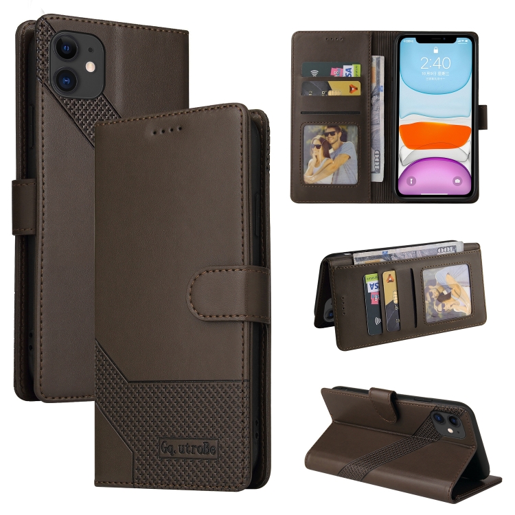 

For iPhone 11 GQUTROBE Skin Feel Magnetic Leather Phone Case (Brown)