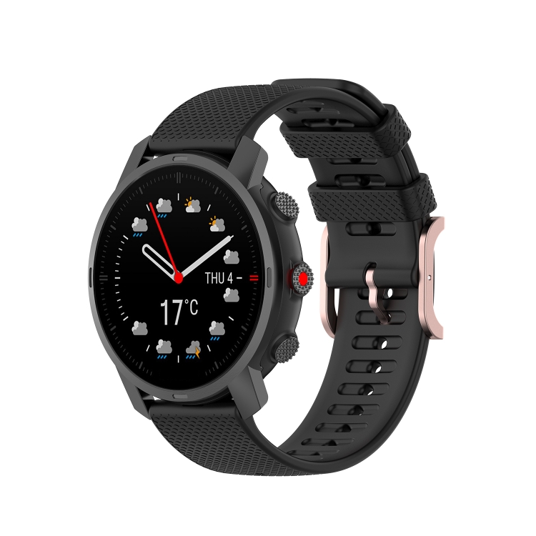 

For Coros Apex 46mm / Apex Pro Rose Gold Square Buckle Silicone Watch Band(Black)