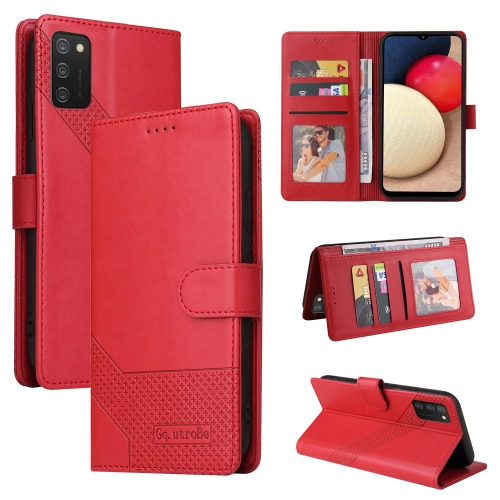 

For Samsung Galaxy A02s GQUTROBE Skin Feel Magnetic Leather Phone Case(Red)