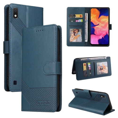 

For Samsung Galaxy A10 GQUTROBE Skin Feel Magnetic Leather Phone Case(Blue)