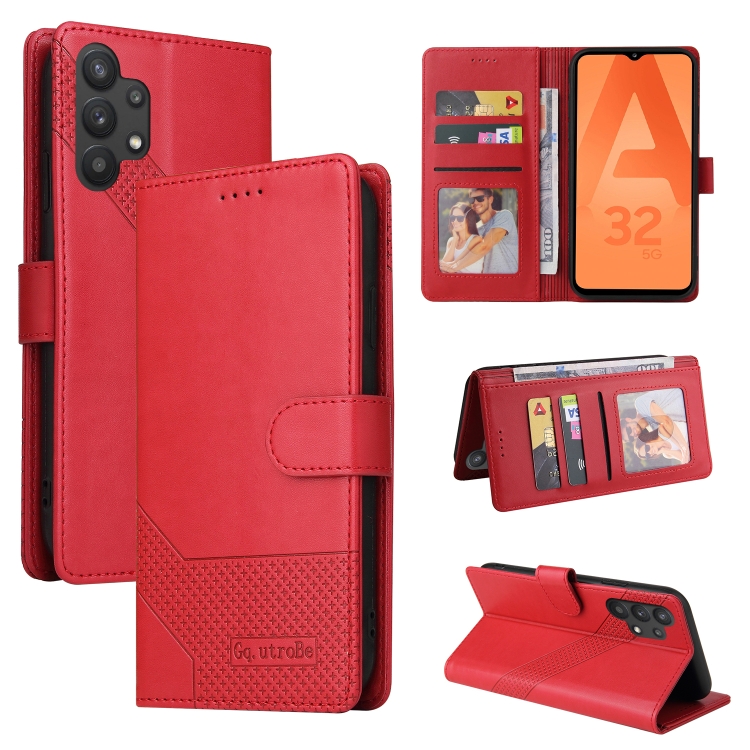 

For Samsung Galaxy A32 5G GQUTROBE Skin Feel Magnetic Leather Phone Case(Red)