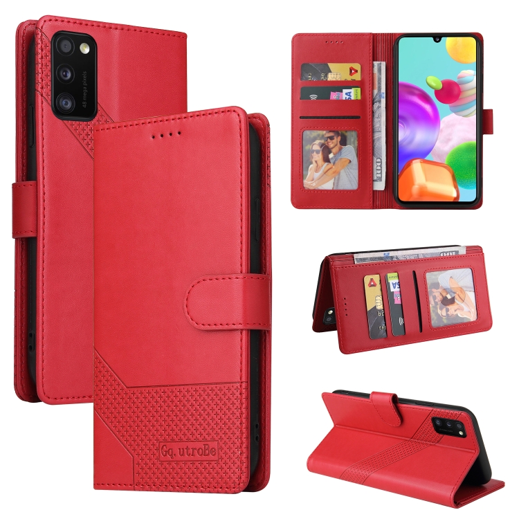 

For Samsung Galaxy A41 GQUTROBE Skin Feel Magnetic Leather Phone Case(Red)