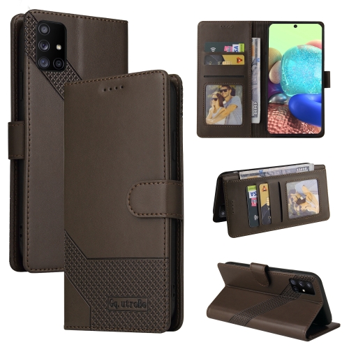 

For Samsung Galaxy A71 4G GQUTROBE Skin Feel Magnetic Leather Phone Case(Brown)