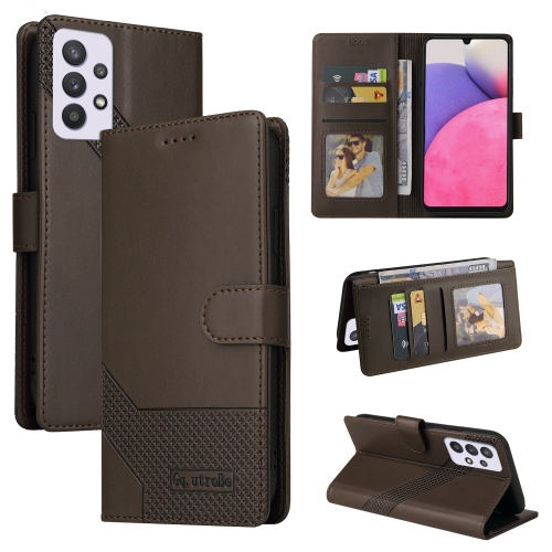 For Samsung Galaxy A33 5G GQUTROBE Skin Feel Magnetic Leather Phone Case(Brown)
