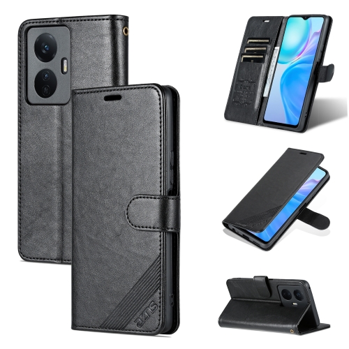 

For vivo Y77e/Y77 5G Global AZNS Sheepskin Texture Flip Leather Phone Case(Black)