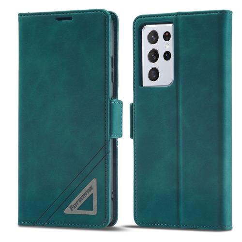 

For Samsung Galaxy S21 Ultra 5G Forwenw Dual-side Buckle Leather Phone Case(Dark Cyan)