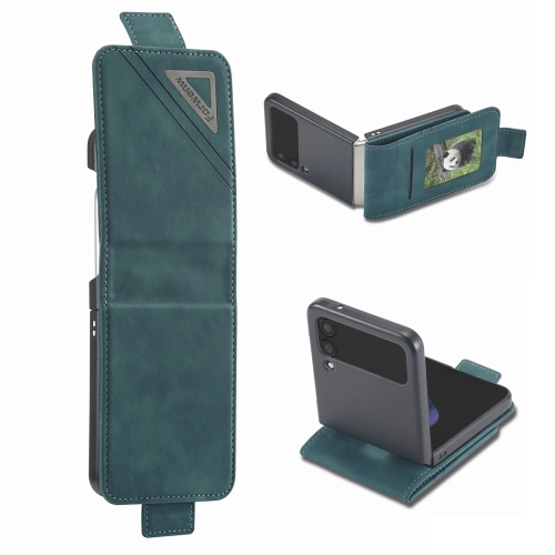 

For Samsung Galaxy Z Flip3 5G Forwenw Dual-side Buckle Leather Phone Case(Dark Cyan)