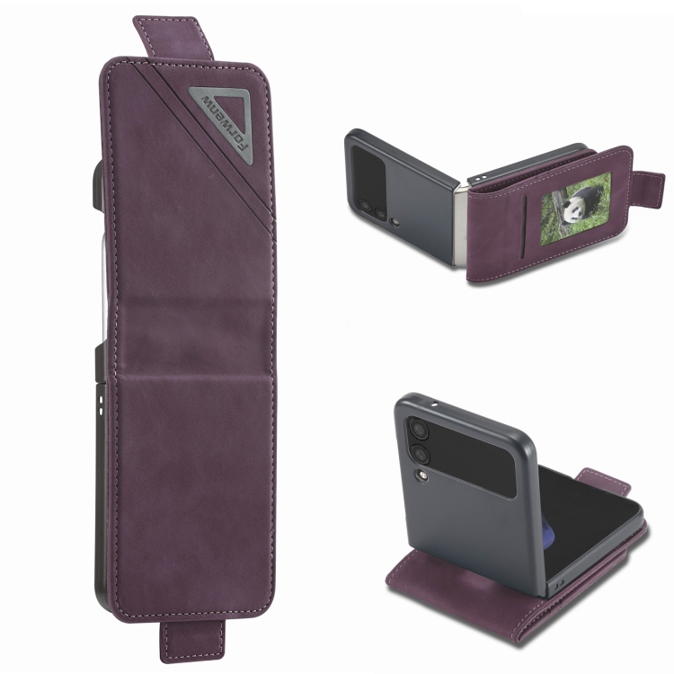 

For Samsung Galaxy Z Flip3 5G Forwenw Dual-side Buckle Leather Phone Case(Wine Red)