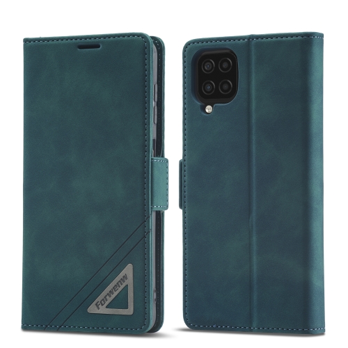 

For Samsung Galaxy A12 4G / 5G Forwenw Dual-side Buckle Leather Phone Case(Dark Cyan)