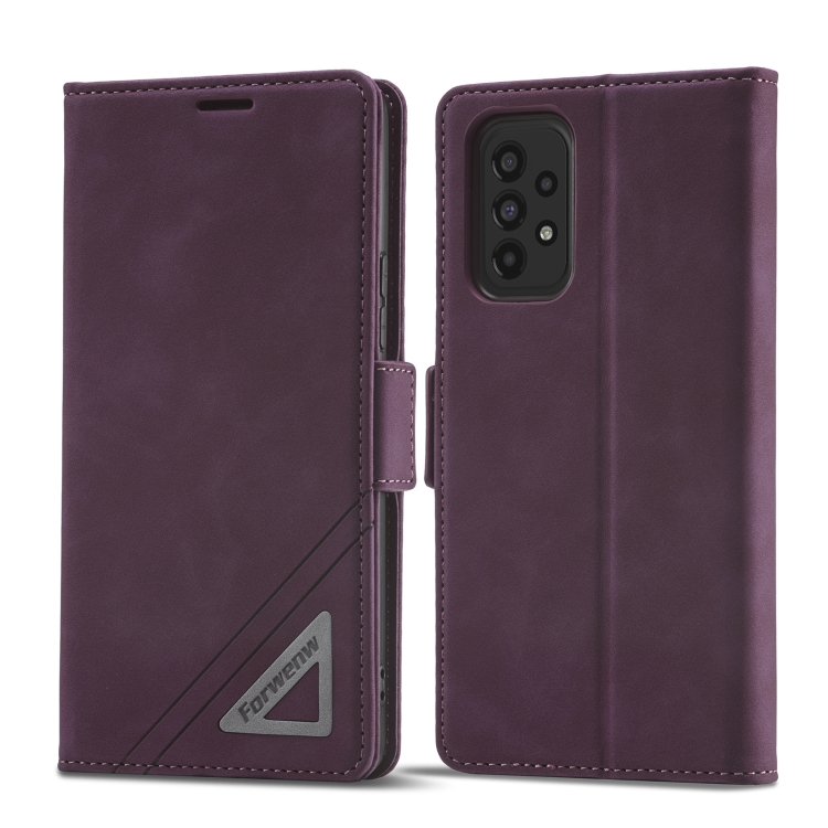 

For Samsung Galaxy A73 5G Forwenw Dual-side Buckle Leather Phone Case(Wine Red)