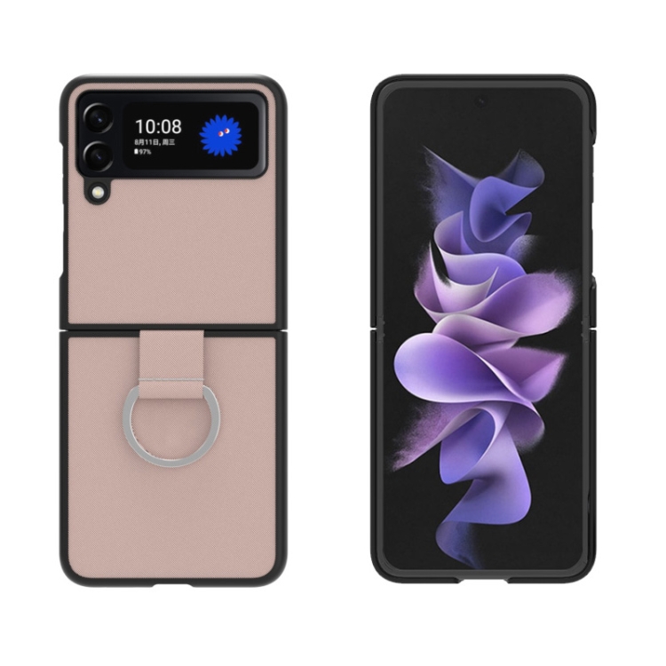 

For Samsung Galaxy Z Flip3 5G Fabric Shockproof TPU Fold Protective Case with Lanyard(Pink)