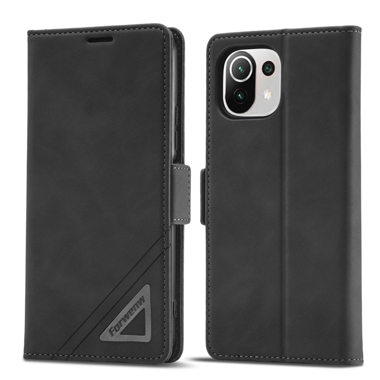 

For Xiaomi Mi 11 Lite Forwenw Dual-side Buckle Leather Phone Case(Black)
