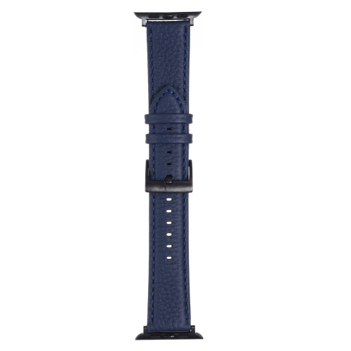 

Litchi Texture Leather Watch Band For Apple Watch Series 8&7 41mm / SE 2&6&SE&5&4 40mm / 3&2&1 38mm(Midnight Blue)