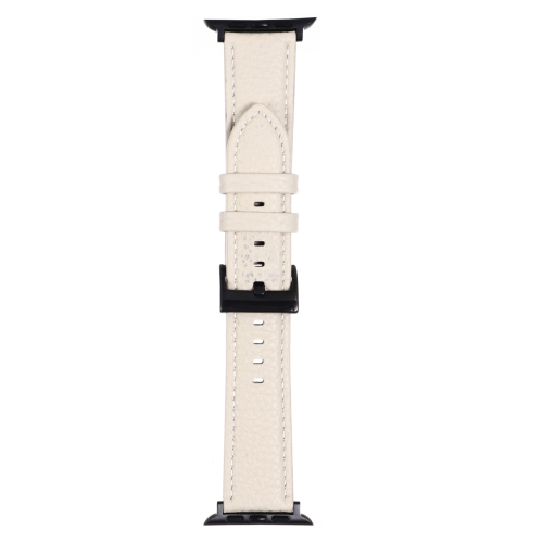 

Litchi Texture Leather Watch Band For Apple Watch Series 8&7 41mm / SE 2&6&SE&5&4 40mm / 3&2&1 38mm(Starlight White)