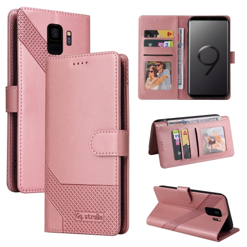 

For Samsung Galaxy S9 GQUTROBE Skin Feel Magnetic Leather Phone Case(Rose Gold)