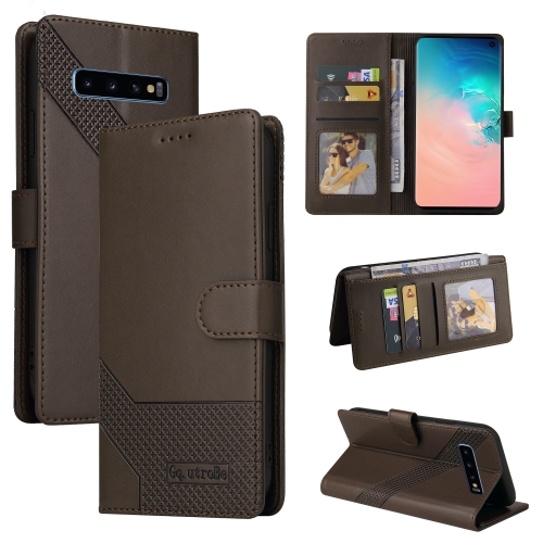 For Samsung Galaxy S10 GQUTROBE Skin Feel Magnetic Leather Phone Case(Brown)