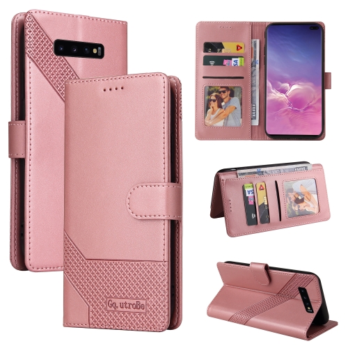 

For Samsung Galaxy S10+ GQUTROBE Skin Feel Magnetic Leather Phone Case(Rose Gold)