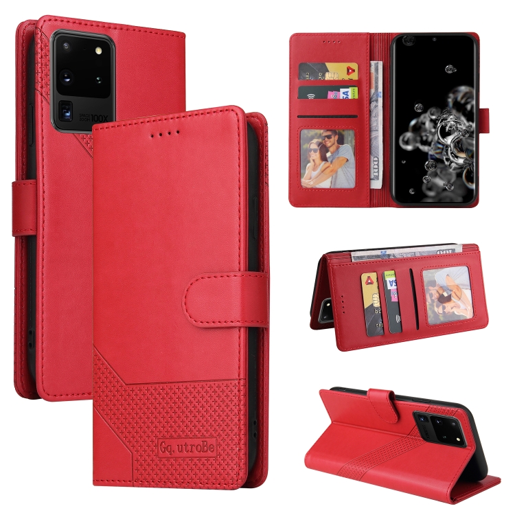 

For Samsung Galaxy S20 Ultra GQUTROBE Skin Feel Magnetic Leather Phone Case(Red)