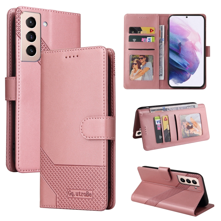 

For Samsung Galaxy S22+ 5G GQUTROBE Skin Feel Magnetic Leather Phone Case(Rose Gold)