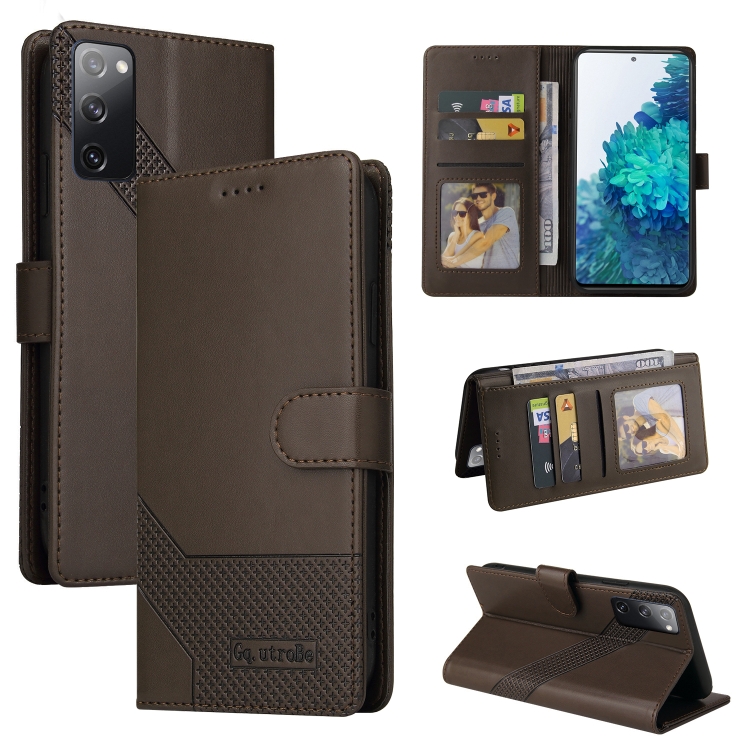 

For Samsung Galaxy S20 FE GQUTROBE Skin Feel Magnetic Leather Phone Case(Brown)