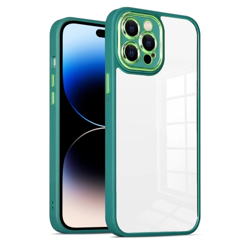 

For iPhone 14 Pro Max Cat-eye Electroplating TPU + Acrylic Phone Case (Green)