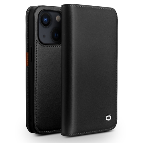 

For iPhone 14 Plus QIALINO Business Horizontal Flip PU Phone Case (Black)