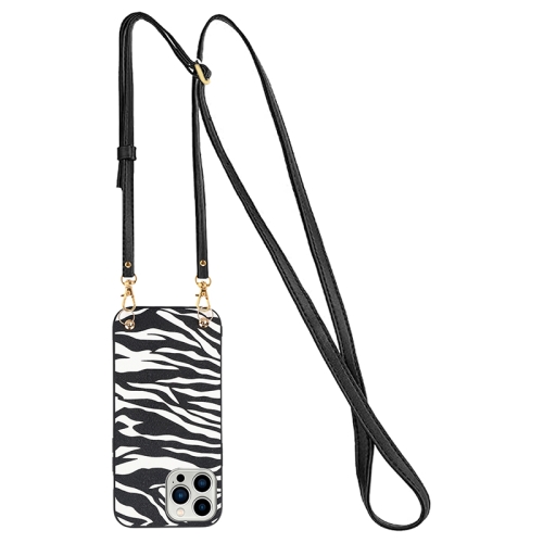 

Crossbody Lanyard Leather Phone Case For iPhone 12 mini(Zebra Texture)