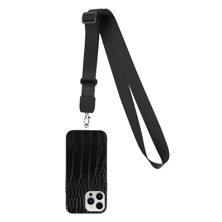 

Crossbody Lanyard Crocodile Texture Phone Case For iPhone 13 mini(Black)
