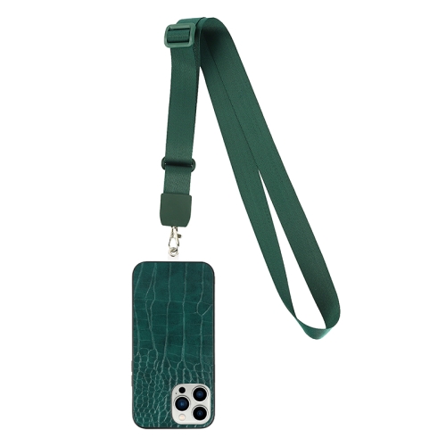 

For iPhone 13 Crossbody Lanyard Crocodile Texture Phone Case(Green)