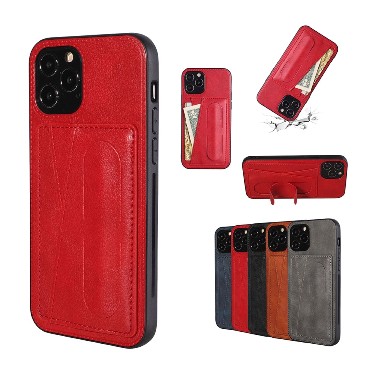 

For iPhone 12 PU Leather Card Slot Phone Case(Red)