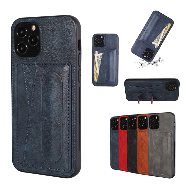 

For iPhone 12 Pro Max PU Leather Card Slot Phone Case(Blue)