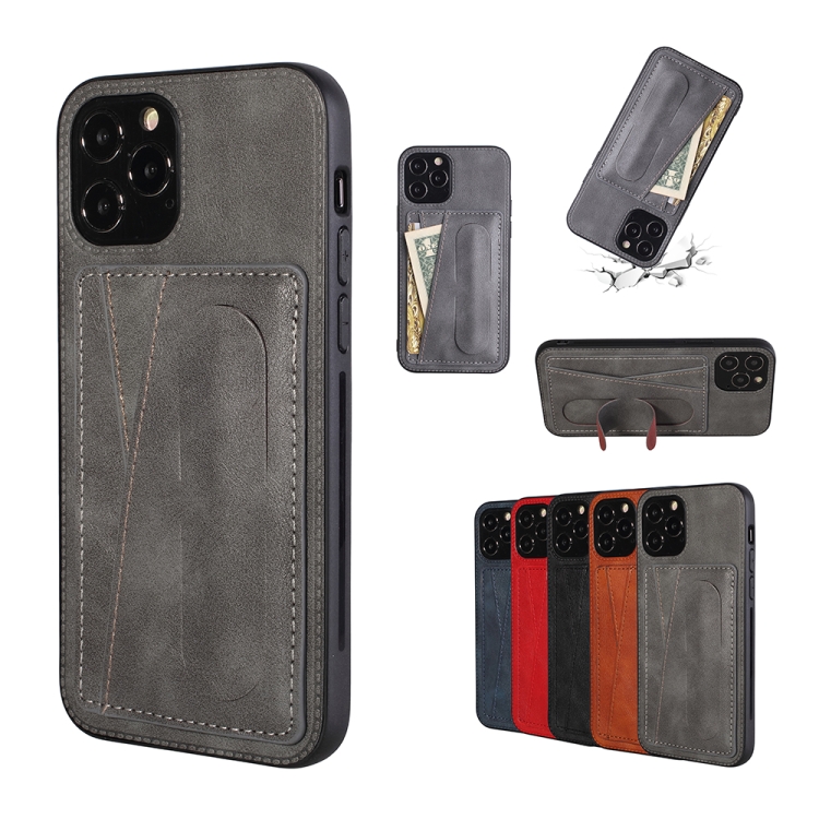 

For iPhone 13 Pro Max PU Leather Card Slot Phone Case (Grey)