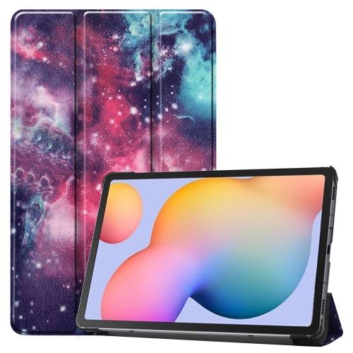 

For Samsung Galaxy Tab S6 Lite P610 10.4 inch Colored Drawing Horizontal Flip Leather Case, with Three-folding Holder & Sleep / Wake-up Function(Galactic Nebula)