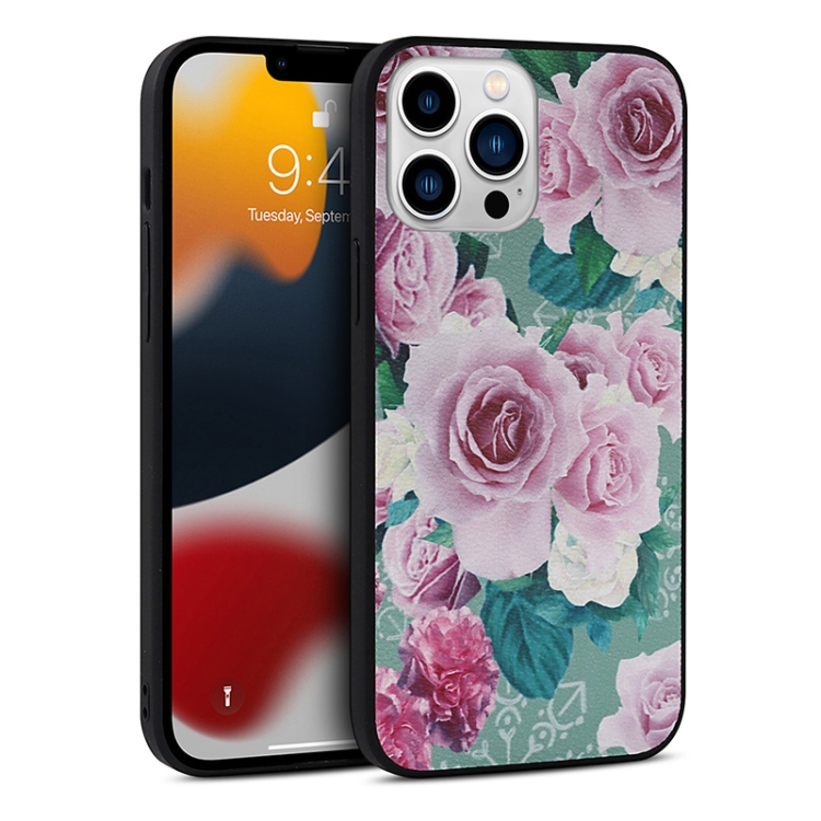 

Flowers Pattern Leather Phone Case For iPhone 11 Pro(Green)