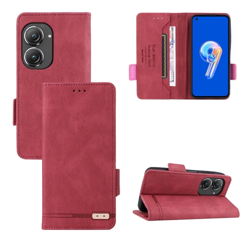 

For Asus Zenfone 9 Magnetic Clasp Flip Leather Phone Case(Red)