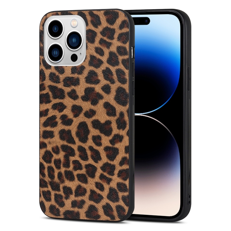 

TPU Leather Phone Case For iPhone 14 Pro Max(Yellow Leopard Texture)