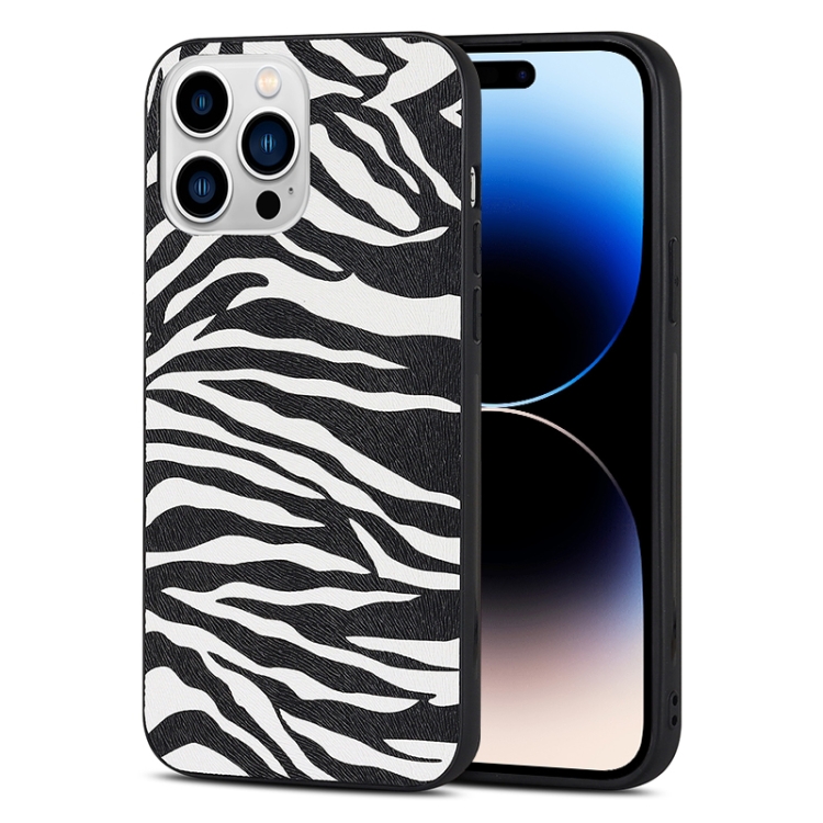 

For iPhone 14 Pro Max TPU Leather Phone Case (Zebra Texture)