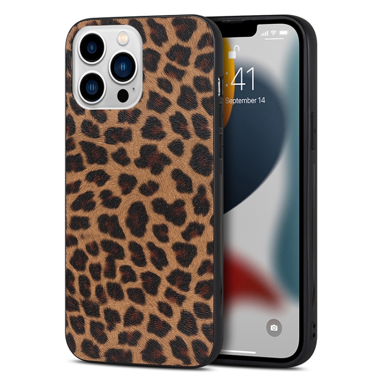 

TPU Leather Phone Case For iPhone 13 Pro(Yellow Leopard Texture)