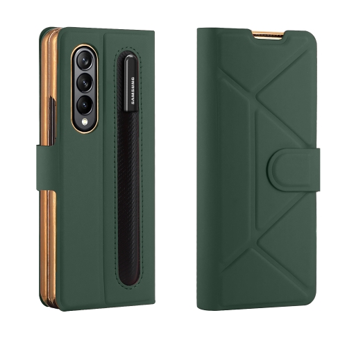

For Samsung Galaxy Z Fold4 GKK Transformers Shockproof Folding Phone Leather Case with Pen Slot & Stand(Green)