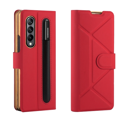 

For Samsung Galaxy Z Fold4 GKK Transformers Shockproof Folding Phone Leather Case with Pen Slot & Stand(Red)