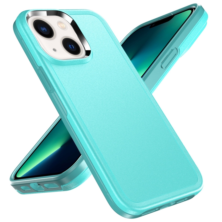 

For iPhone 14 Double Solid Color Armor Phone Case (Lake Blue)