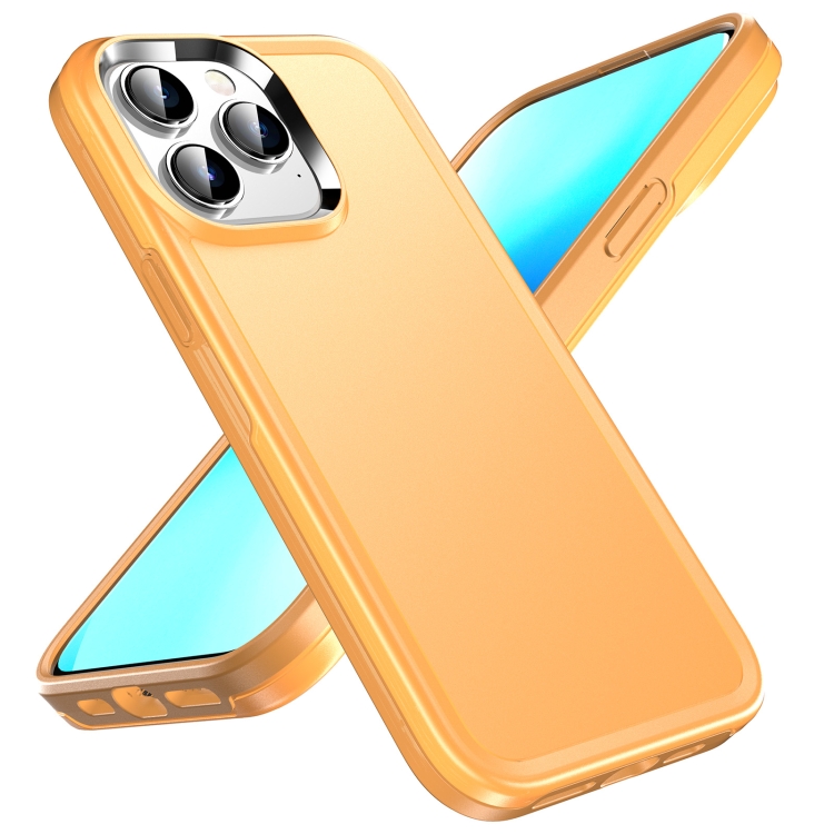 

For iPhone 13 Pro Double Solid Color Armor Phone Case (Orange)