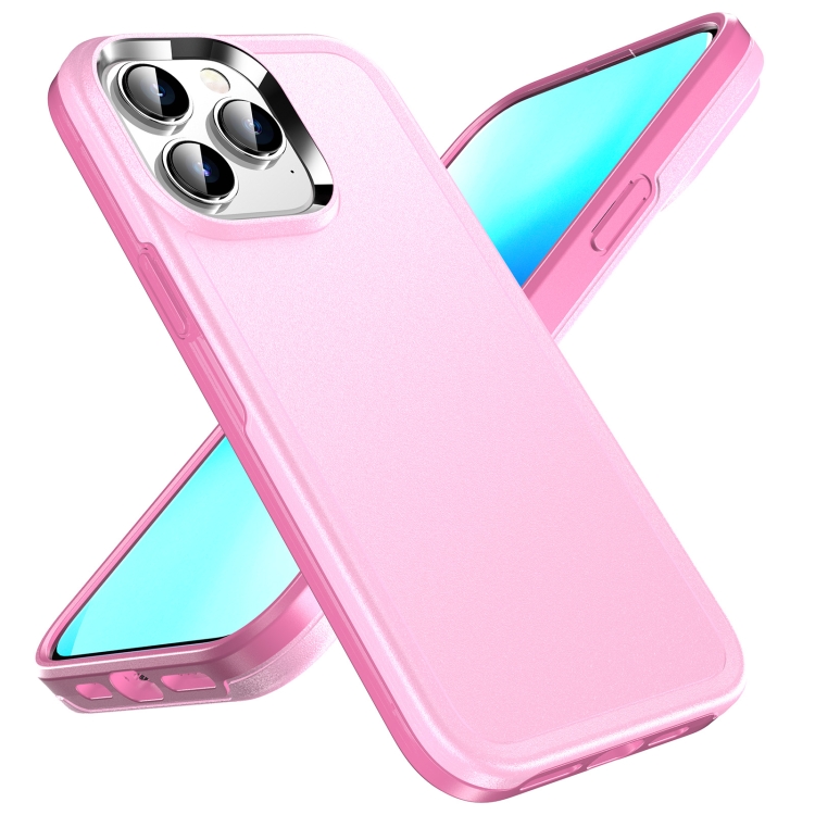 

For iPhone 13 Double Solid Color Armor Phone Case(Pink)