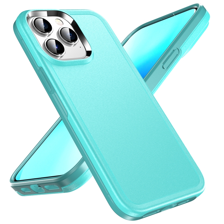 

For iPhone 12 Double Solid Color Armor Phone Case(Lake Blue)