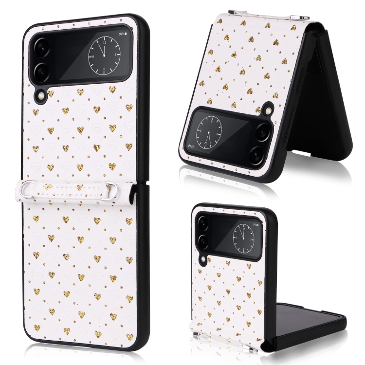 

For Samsung Galaxy Z Flip4 5G Colorful Love Lanyard Phone Case(Gold)