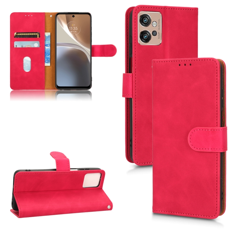 

For Motorola Moto G32 Skin Feel Magnetic Flip Leather Phone Case(Rose Red)