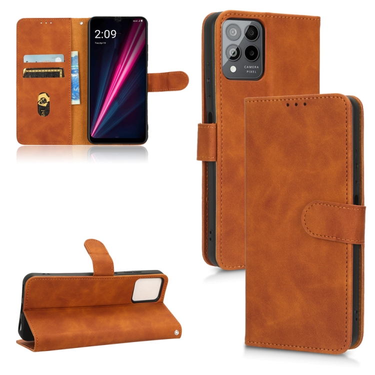 

For T-Mobile Revvl 6 Pro 5G Skin Feel Magnetic Flip Leather Phone Case(Brown)
